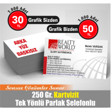 TEK TARAFLI 4 RENK BASKILI PARLAK SELEFONLU KARTVİZİT